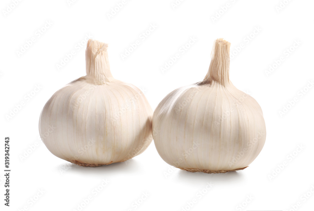 Fresh garlic on white background Fresh garlic on white background