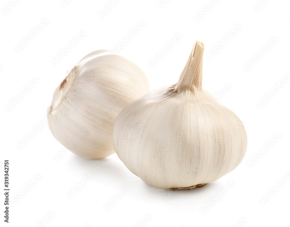 Fresh garlic on white background Fresh garlic on white background