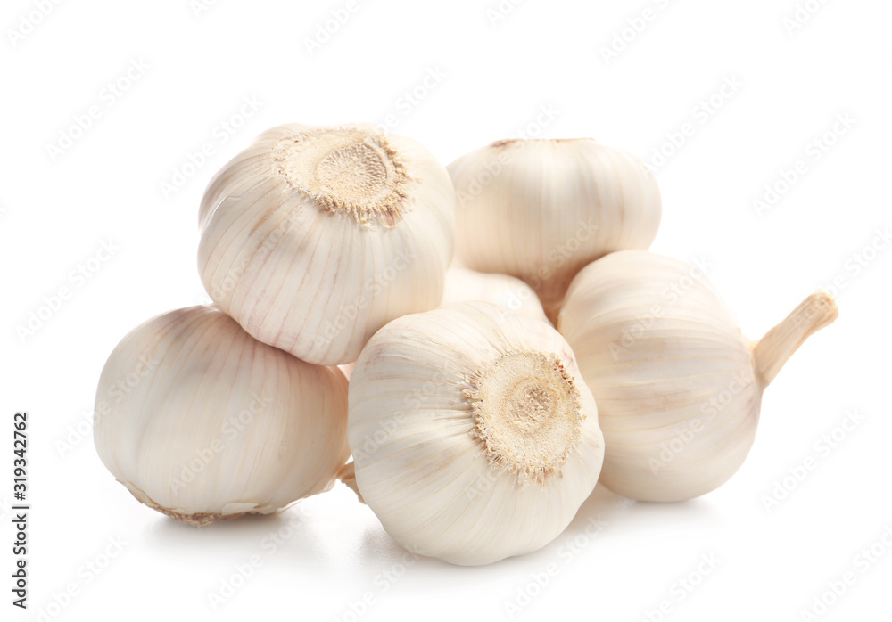 Fresh garlic on white background Fresh garlic on white background