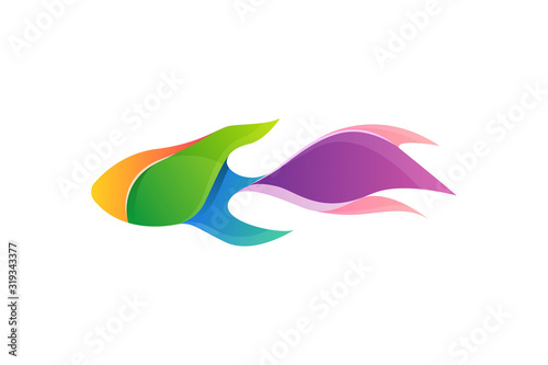 Colorful gradient decorative fish vector isolated on white background
