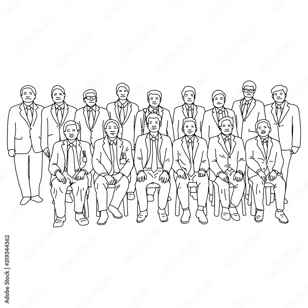 group of businessmen together with teamwork vector illustration sketch doodle hand drawn isolated on white background group of businessmen together with teamwork vector illustration sketch doodle hand drawn isolated on white background
