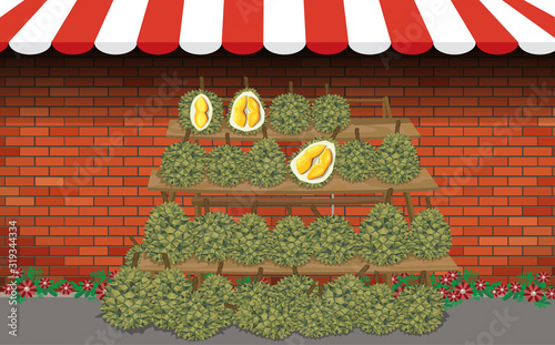 durian fruit at the outdoor shop	