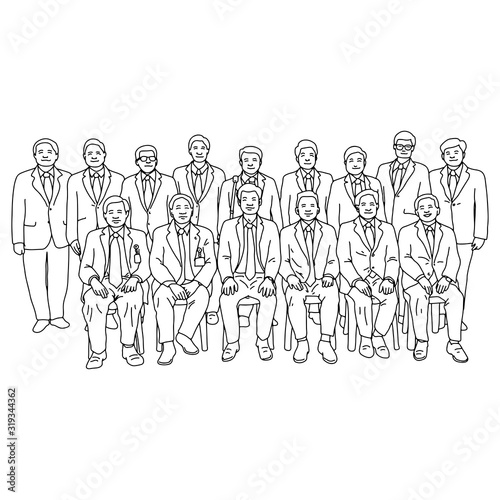 group of businessmen together with teamwork vector illustration sketch doodle hand drawn isolated on white background