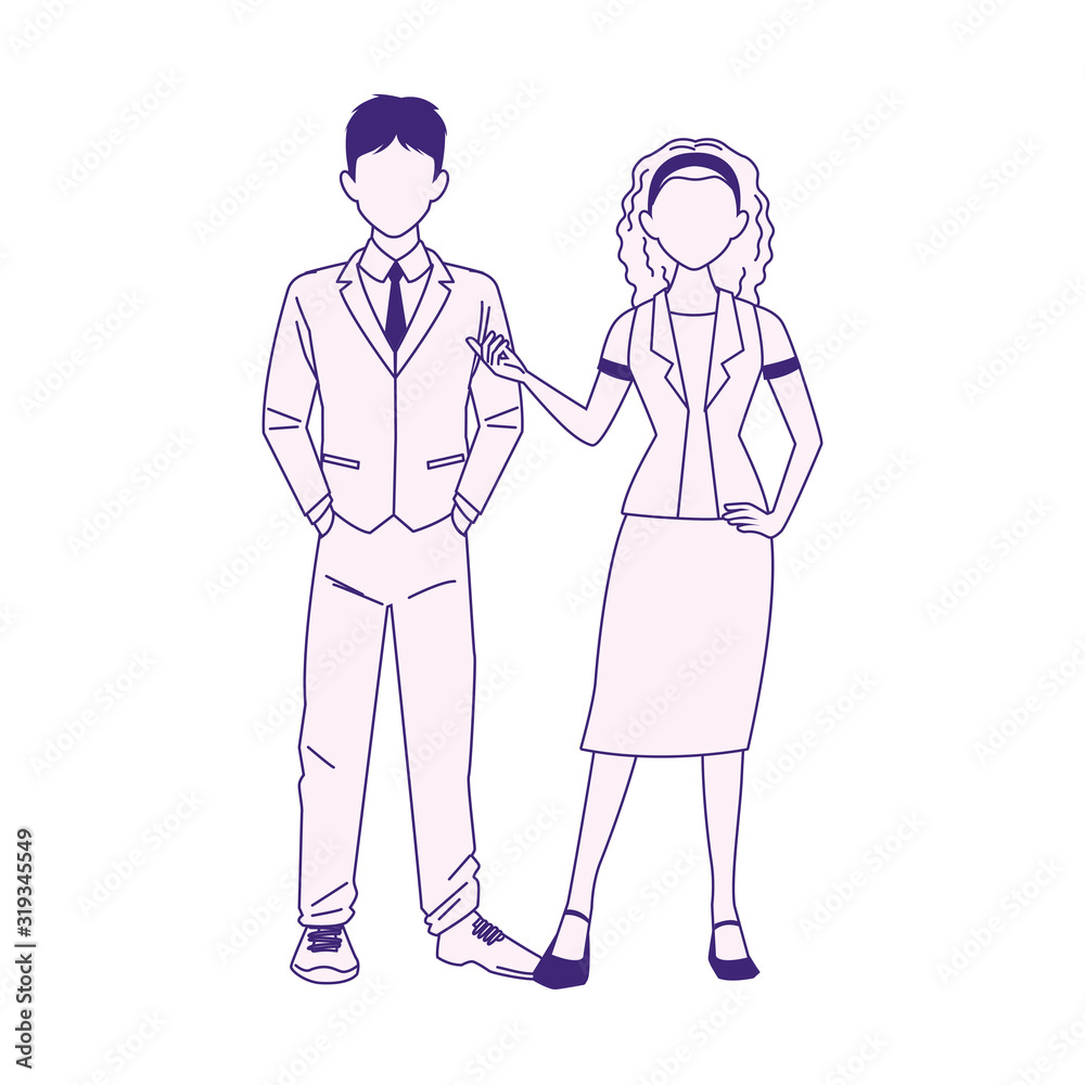 cartoon business man and woman icon, flat design cartoon business man and woman icon, flat design