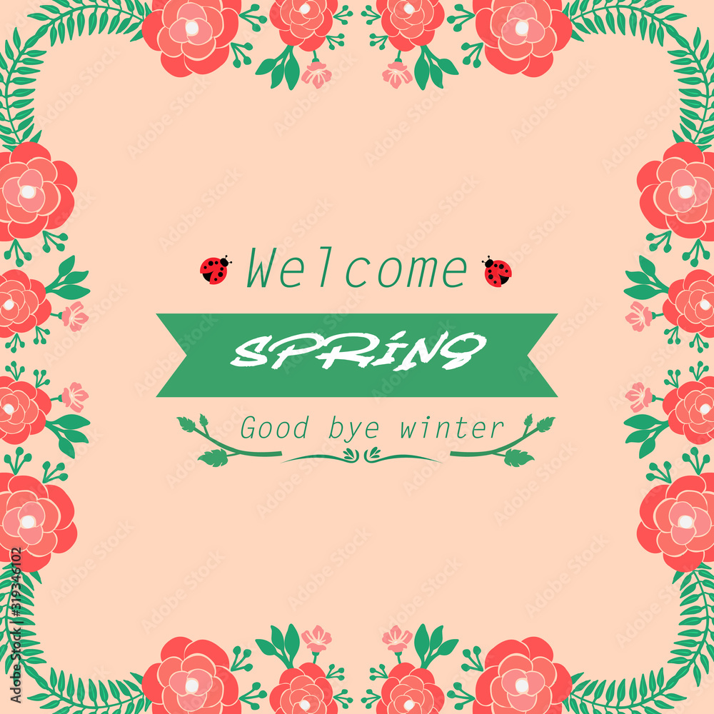 Obraz premium Antique Frame with leaf and seamless wreath, for welcome spring invitation card design. Vector