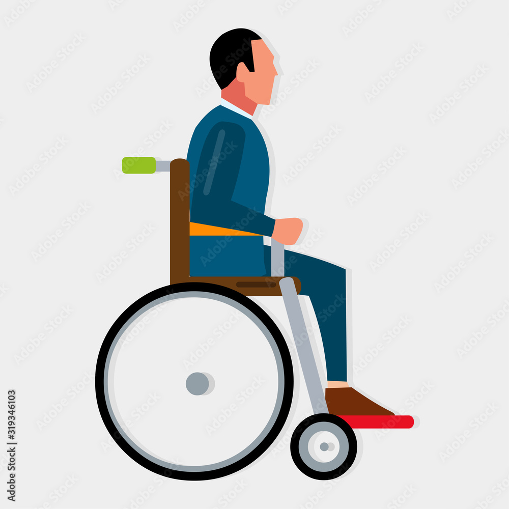young man using wheelchair vector illustration young man using wheelchair vector illustration