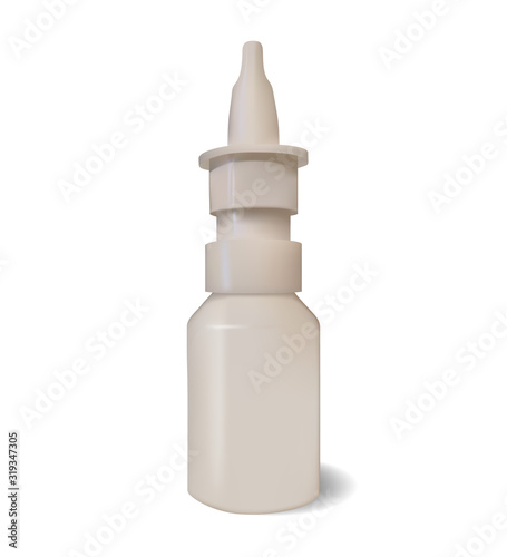 Realistic image of a bottle under the drops. White jar on an isolated background.