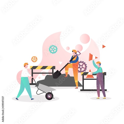 Asphalt paving services vector concept for web banner, website page