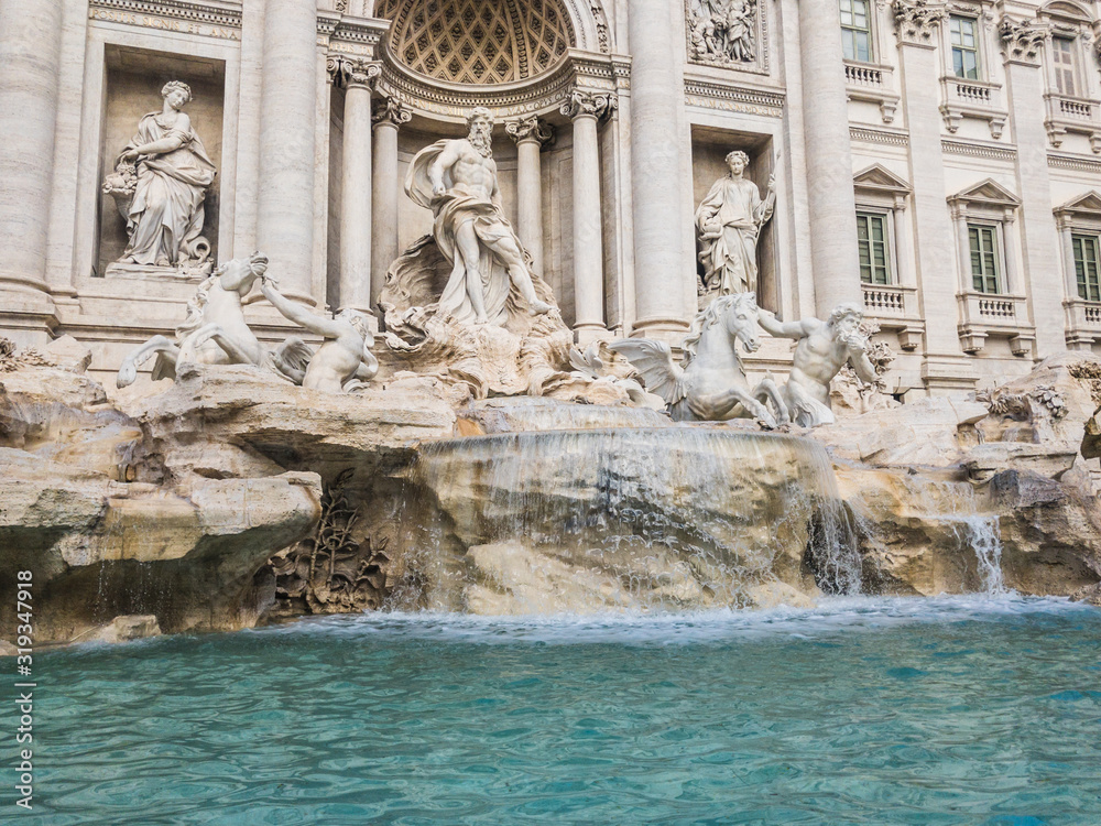 The Trevi Fountain (Italian: Fontana di Trevi),  the largest Baroque fountain in in Rome, Italy, one of the most famous fountains in the world. 