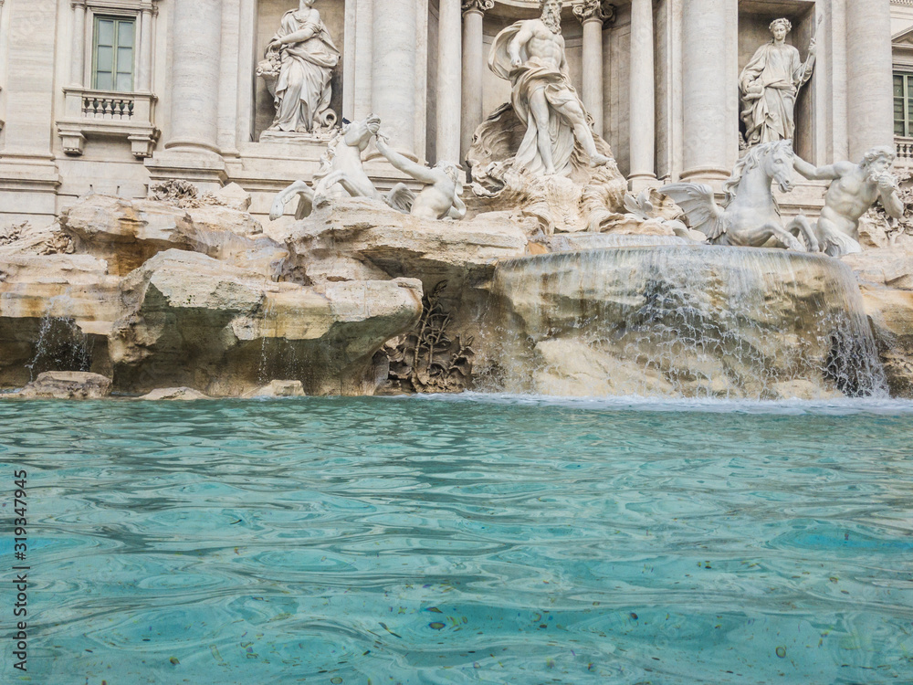 The Trevi Fountain (Italian: Fontana di Trevi),  the largest Baroque fountain in in Rome, Italy, one of the most famous fountains in the world. 