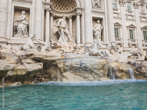 The Trevi Fountain (Italian: Fontana di Trevi), the largest Baroque fountain in in Rome, Italy, one of the most famous fountains in the world. 