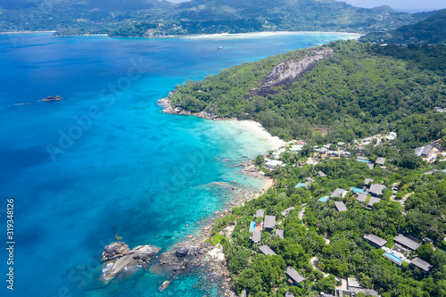 Fototapeta Naklejka Na Ścianę i Meble -  Drone view of the Island of Mahe in Seychelles 