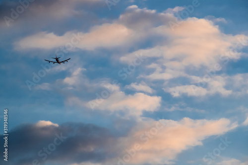 airplane in the sky sunset