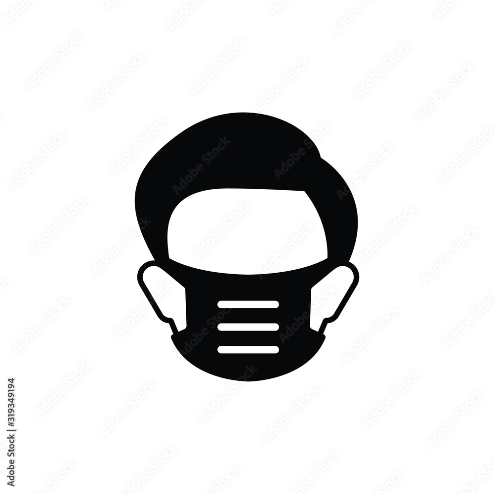 Man with mask for protect virus or pollution icon vector