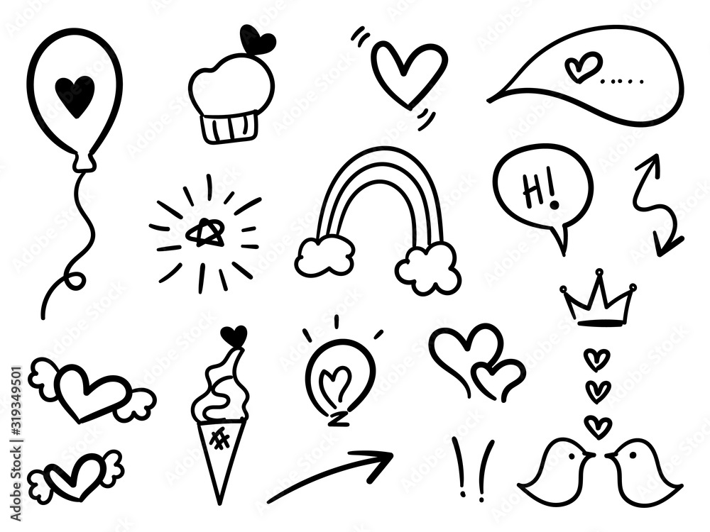 cute doodle design vector, kids and kindergarten, school arts ...