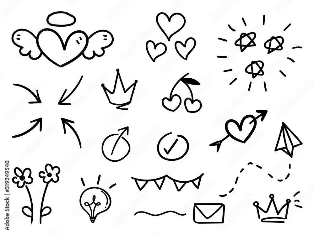 cute doodle design vector, kids and kindergarten, school arts ...