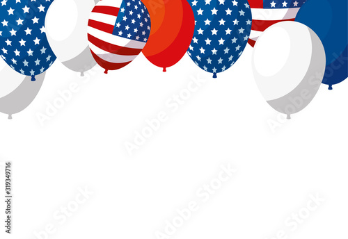 Isolated usa balloons vector design