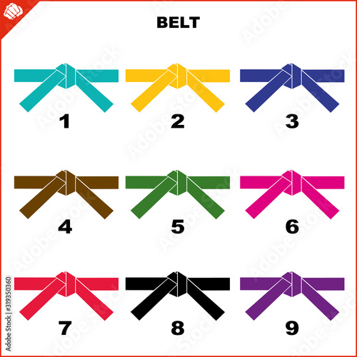 Colored belts for martial arts kimono set, dogi karate,bjj, judo, taekwondo, hapkido, karate.