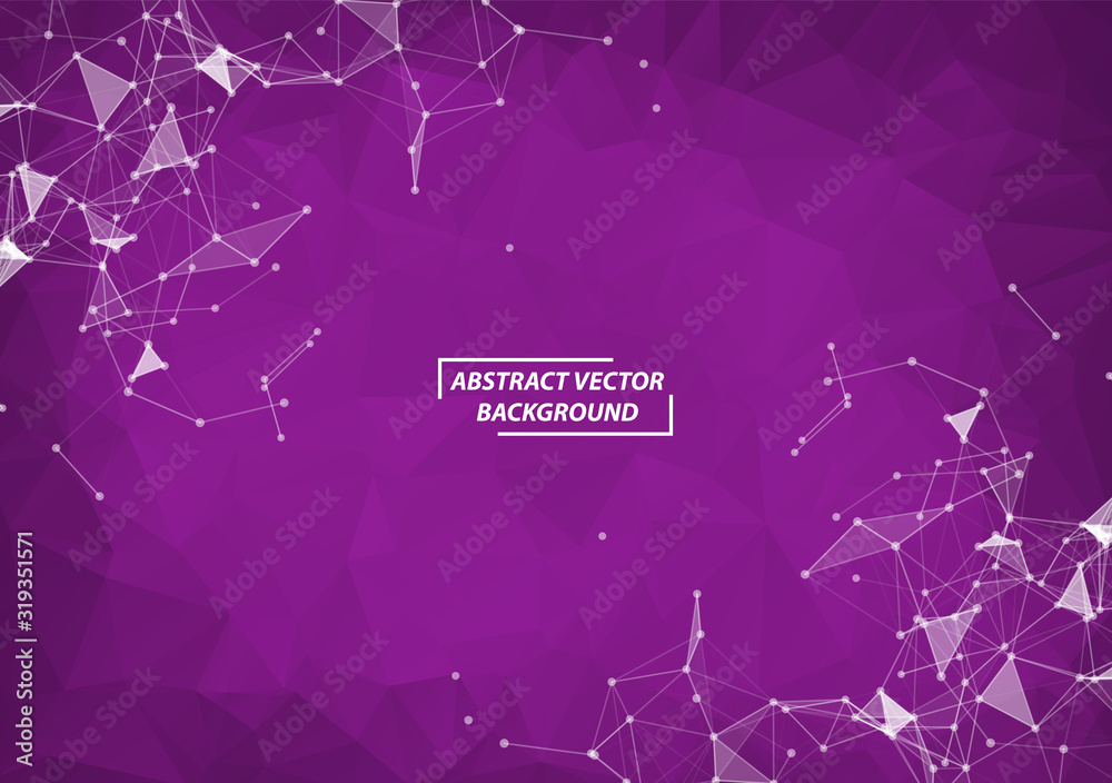 Fototapeta premium Abstract Purple Polygonal Space Background with Connecting Dots and Lines. Connection structure. Vector science Futuristic HUD background.