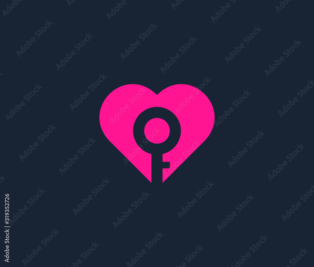 Key and love Logo Icon Design Element Logo for love company Key and love Logo Icon Design Element Logo for love company