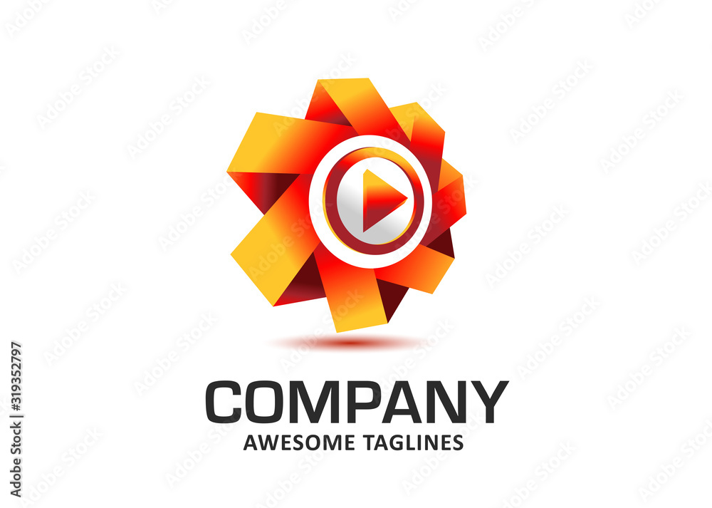 creative play media symbol with dynamic geometric 3d vector illustration creative play media symbol with dynamic geometric 3d vector illustration