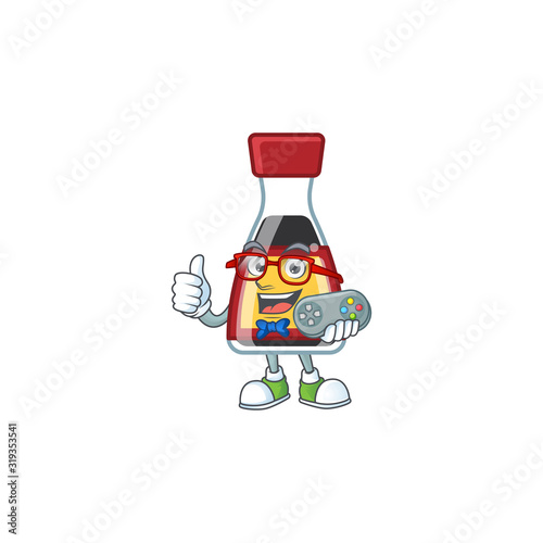 Obraz na płótnie Smiley gamer say asian sauce cartoon mascot style