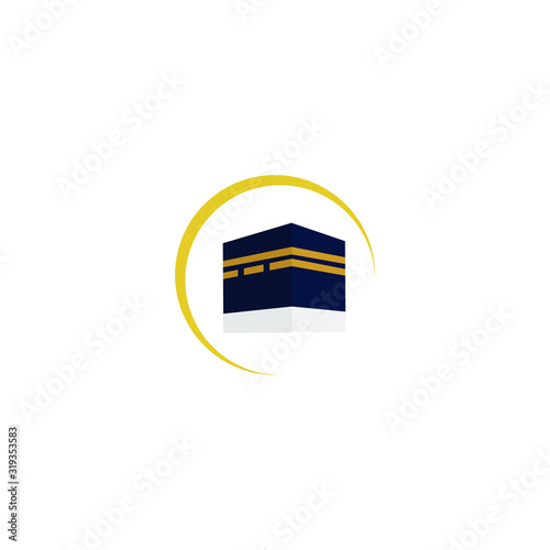 Kaaba logo design template. kaaba symbol icon for ramadan logo