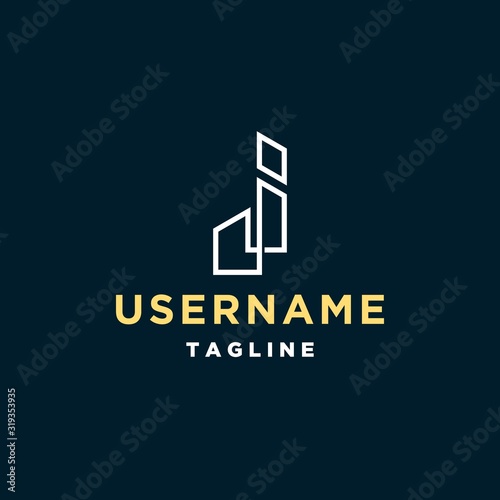 letter j logo design inspiration . bulding logo design template . letter j skyline logo . skyscraper icon