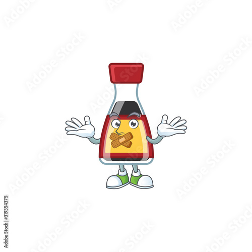 a silent gesture of say asian sauce mascot cartoon character design