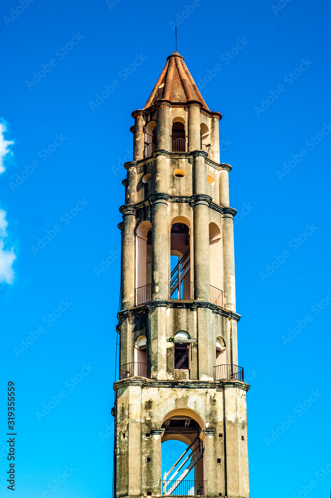 The Manaca Iznaga Tower in Cuba’s Valle de los Ingenios. Built in 1750 to control the slaves working in the sugar cane fields around the plantation).