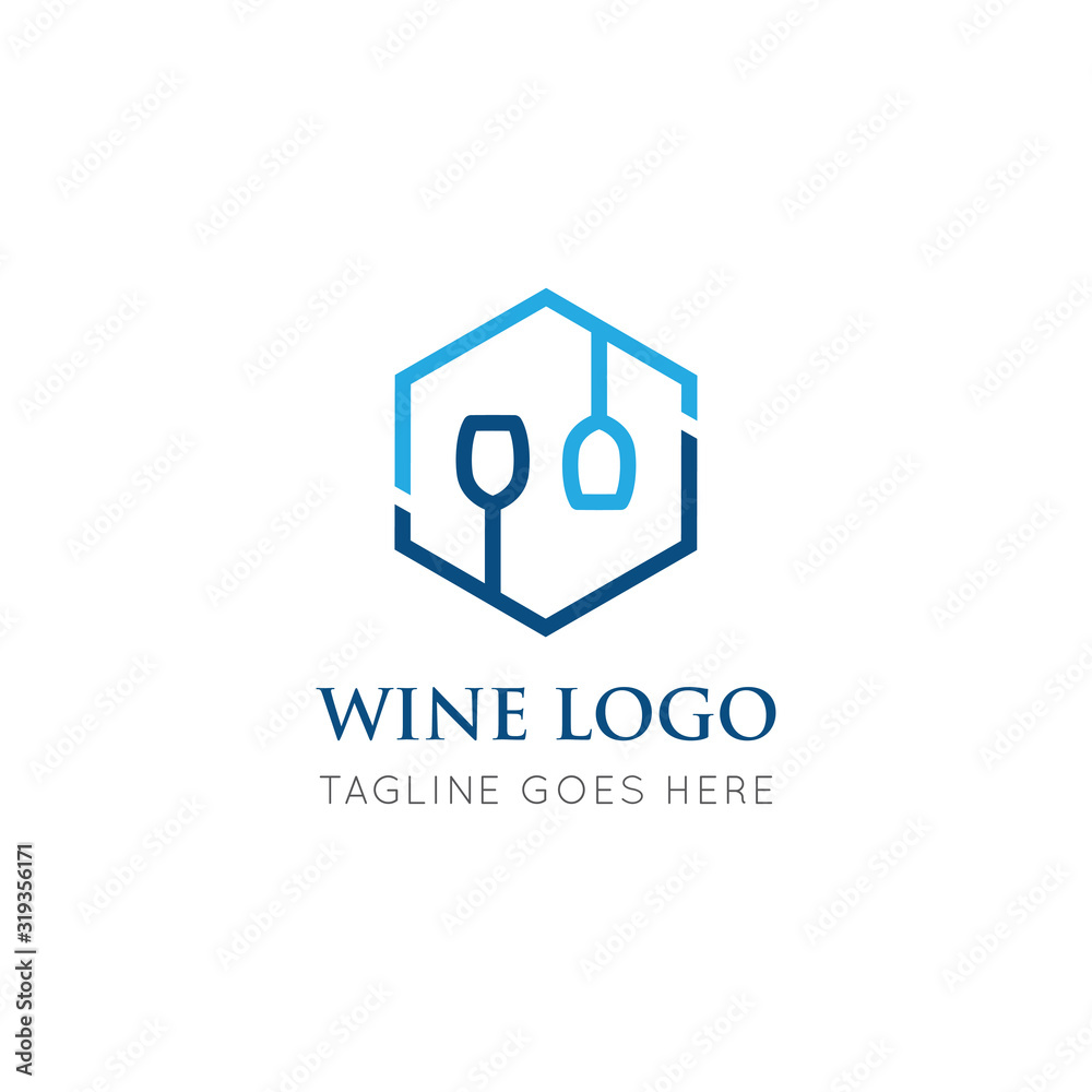 wine logo and icon vector illustration design template