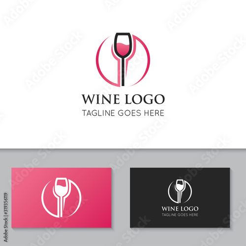 wine logo and icon vector illustration design template