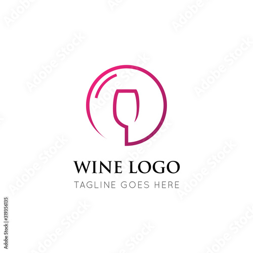 wine logo and icon vector illustration design template