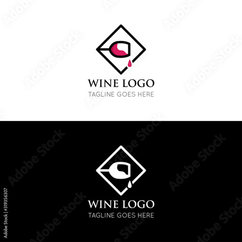 wine logo and icon vector illustration design template