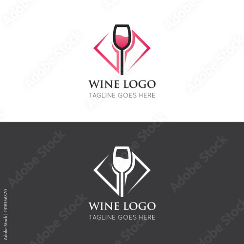 wine logo and icon vector illustration design template