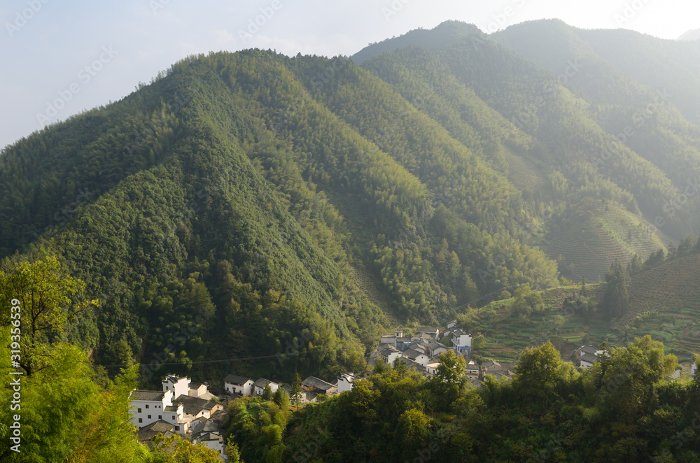 Small mountain farming community of Dongchong near Feng Le Lake Huangshan China