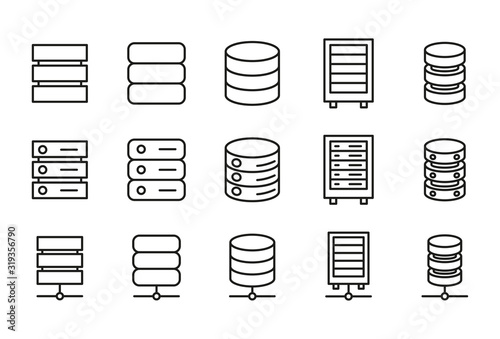 Modern thin line icons set of database. photo