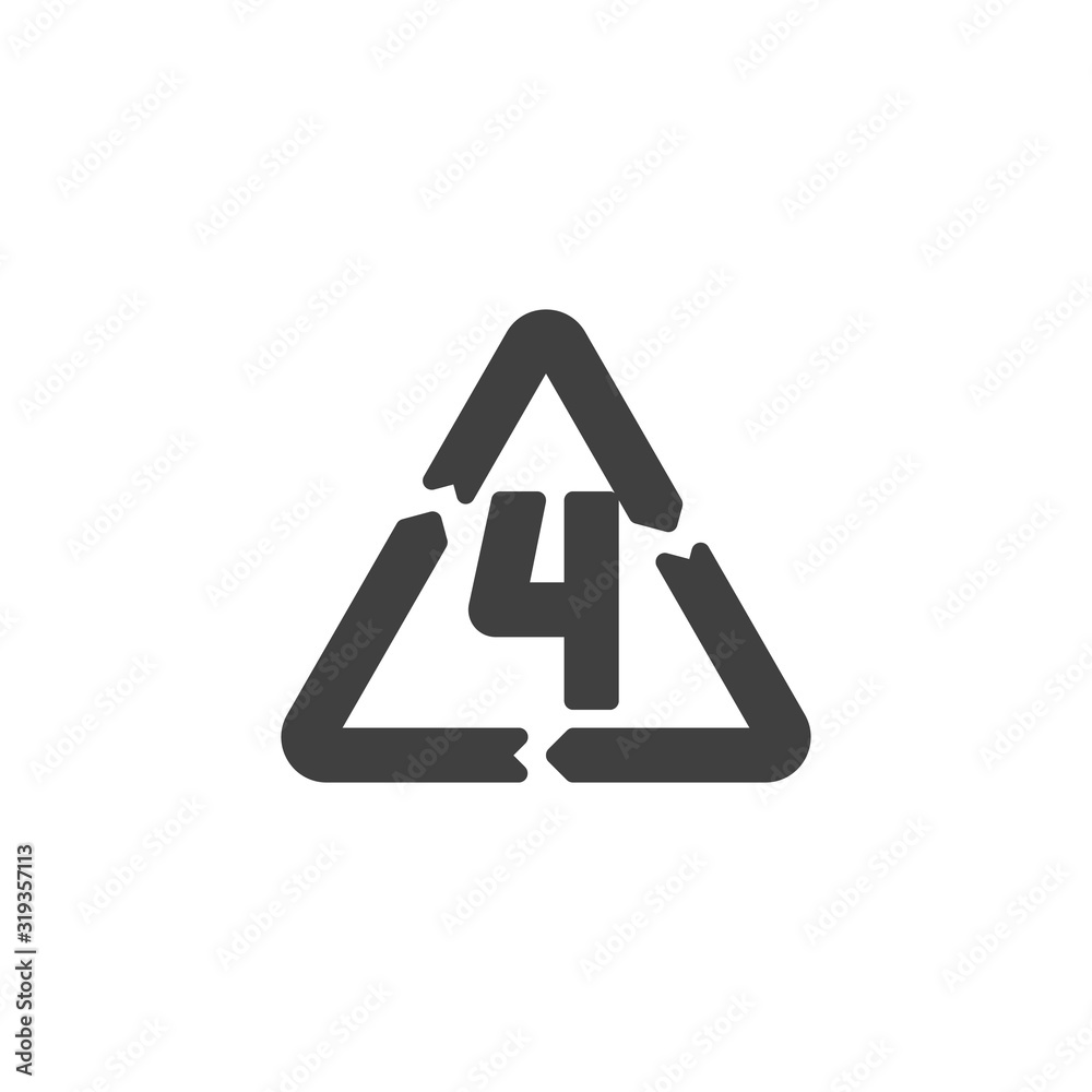 LDPE 4, industrial marking plastic vector icon. filled flat sign for mobile concept and web design. Low-density polyethylene glyph icon. Symbol, logo illustration. Vector graphics LDPE 4, industrial marking plastic vector icon. filled flat sign for mobile concept and web design. Low-density polyethylene glyph icon. Symbol, logo illustration. Vector graphics