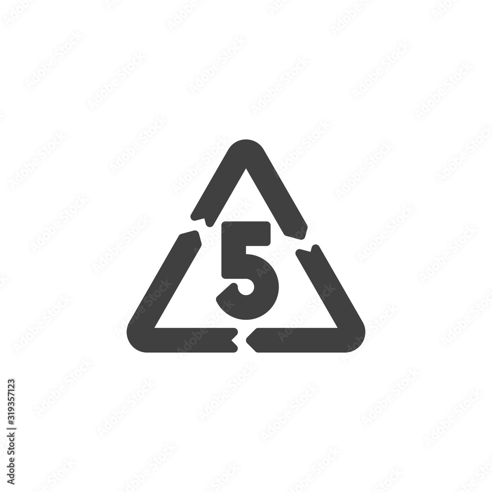 PP 5, industrial marking plastic vector icon. filled flat sign for mobile concept and web design. Polypropylene quality glyph icon. Symbol, logo illustration. Vector graphics PP 5, industrial marking plastic vector icon. filled flat sign for mobile concept and web design. Polypropylene quality glyph icon. Symbol, logo illustration. Vector graphics