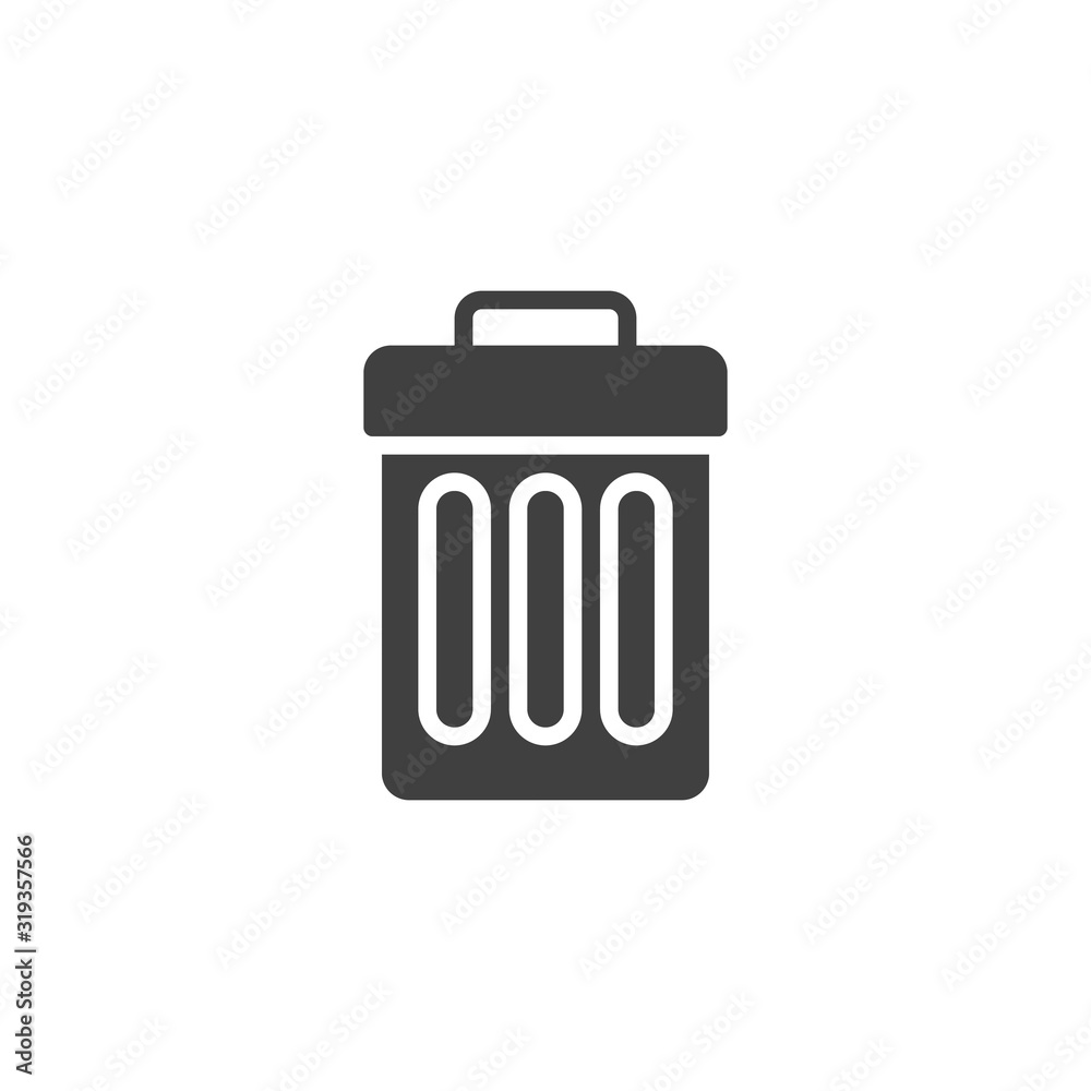 Trash can vector icon. filled flat sign for mobile concept and web design. Rubbish basket glyph icon. Symbol, logo illustration. Vector graphics Trash can vector icon. filled flat sign for mobile concept and web design. Rubbish basket glyph icon. Symbol, logo illustration. Vector graphics