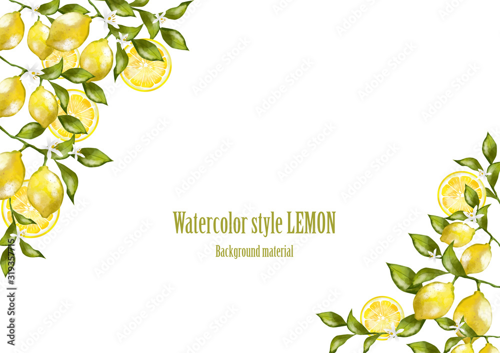 レモン 水彩 フレーム 植物 果実 実 フルーツ 飾り枠 フレーム おしゃれ Stock Vektorgrafik Adobe Stock