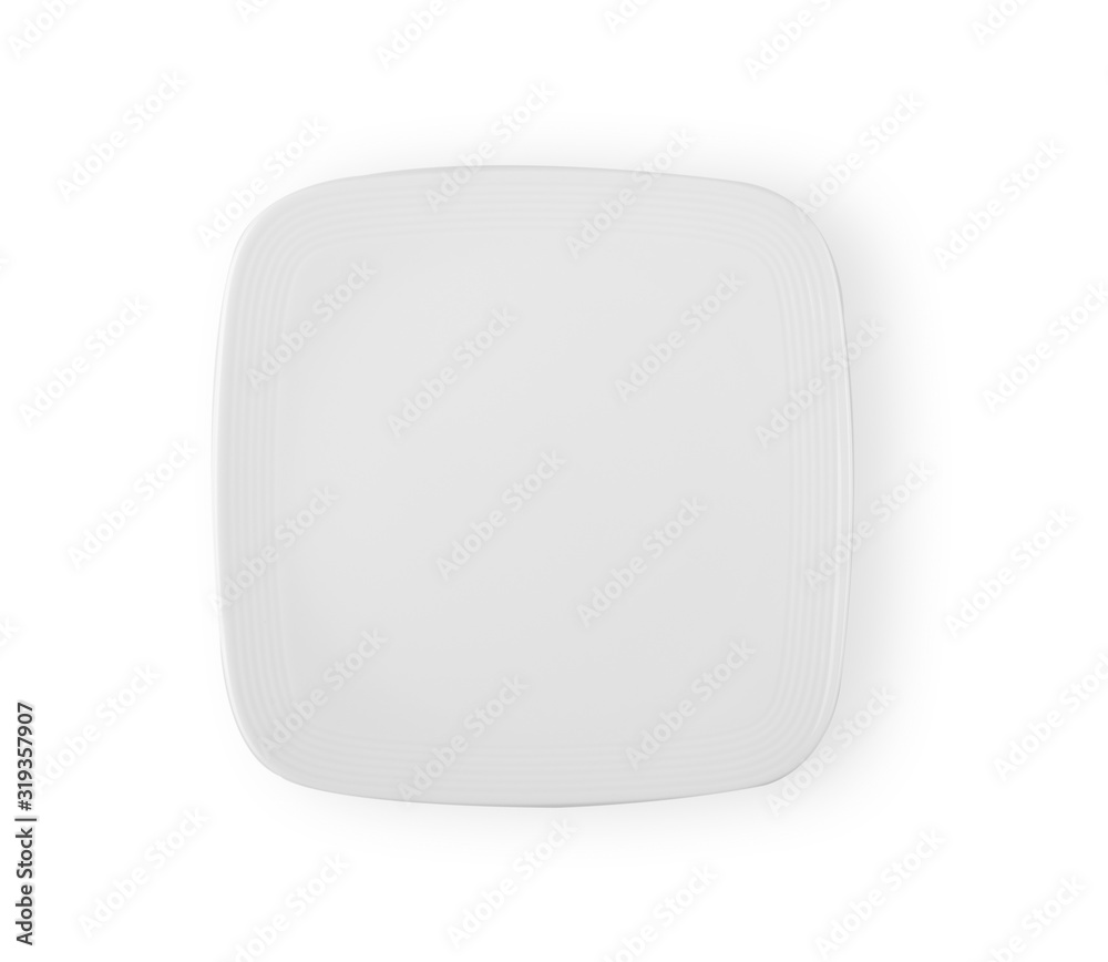 Square dish Top view on white background Square dish Top view on white background
