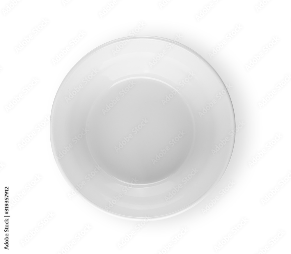 Round dish Top view on white background