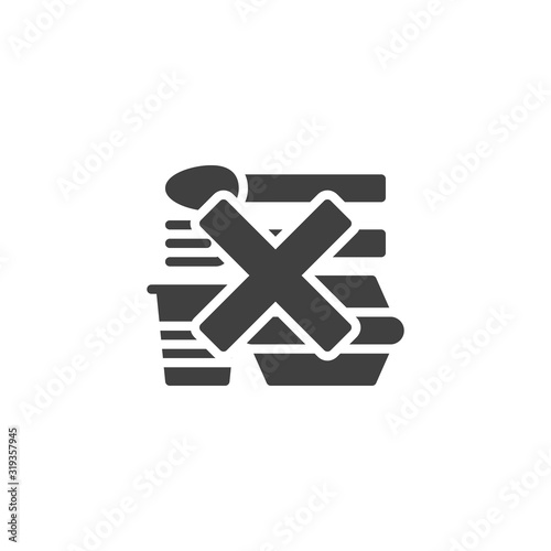 No disposable tableware vector icon. filled flat sign for mobile concept and web design. No plastic dishes glyph icon. Symbol, logo illustration. Vector graphics