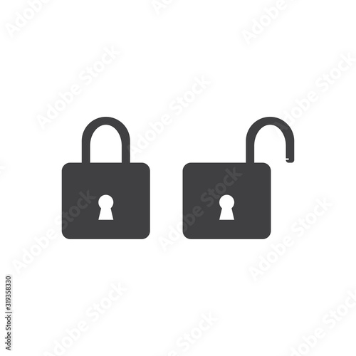 padlock icon,locked and unlocked icon vector design with black color