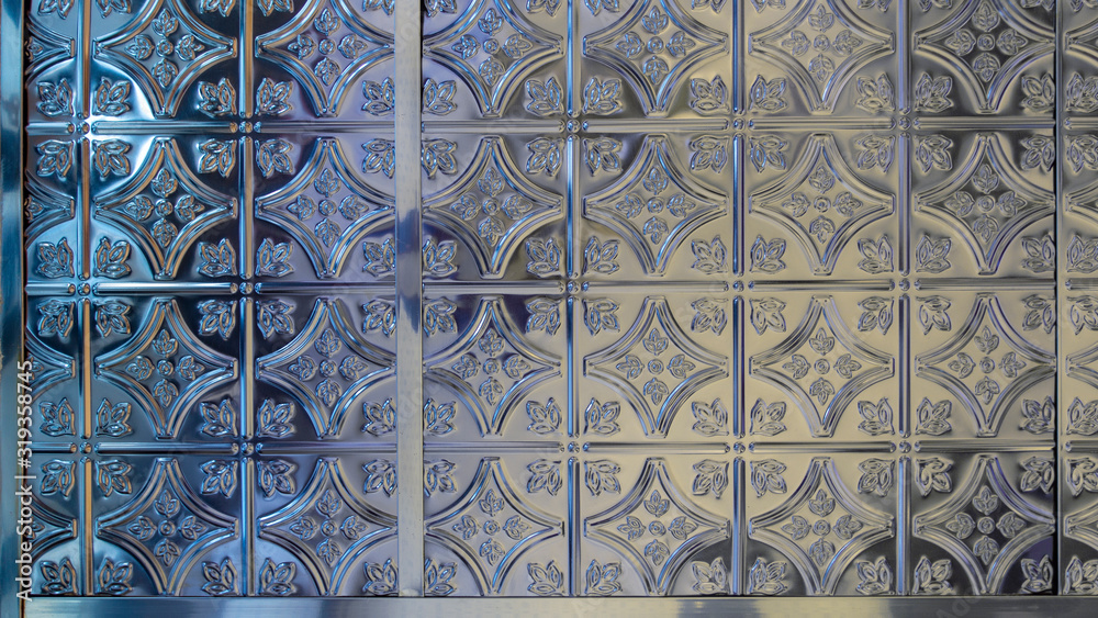 classic silver metal ceiling tile pattern