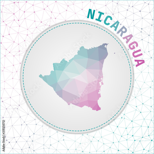 Vector polygonal Nicaragua map. Map of the country with network mesh background. Nicaragua illustration in technology, internet, network, telecommunication concept style. Classy vector illustration.