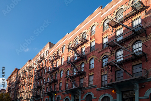 Photography classic vintage new york city brick buildings with firescapes