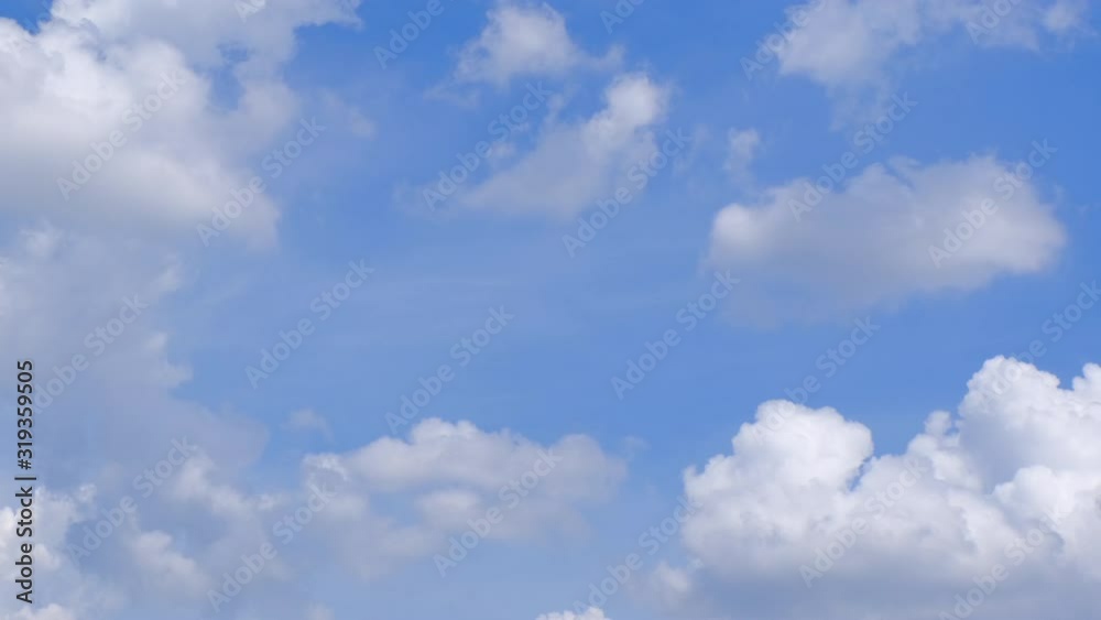 Stock 4k: Time lapse, timelapse video of clear blue sky white fluffy clouds. Royalty high-quality free stock time lapse footage of blue sky and white cloud. Time lapse of natural cloudscape background