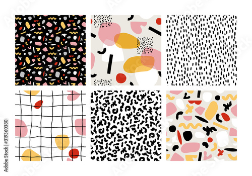 Abstract modern set of seamless patterns for fashion, wallpapers, wrapping, etc.